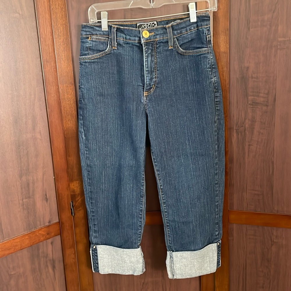 NYDJ Dark Blue Cropped Jeans with Rolled Cuffs